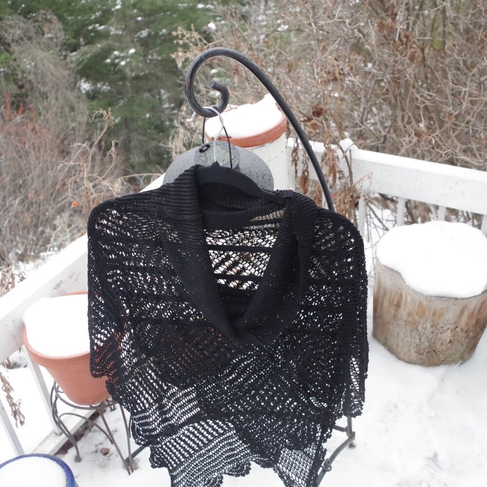 Lovely Black Knitted Shawl By Bette & Sung